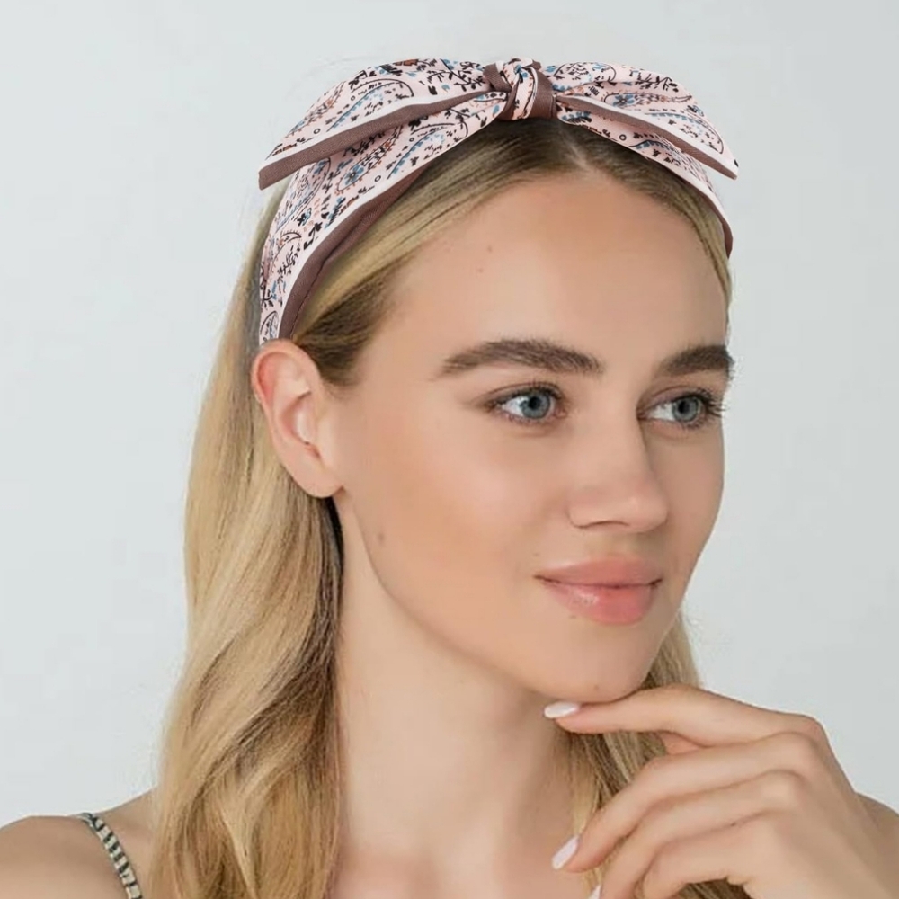 Pink Paisley Bow Tie Headband Hair Accessory Gift Western Boho Glam